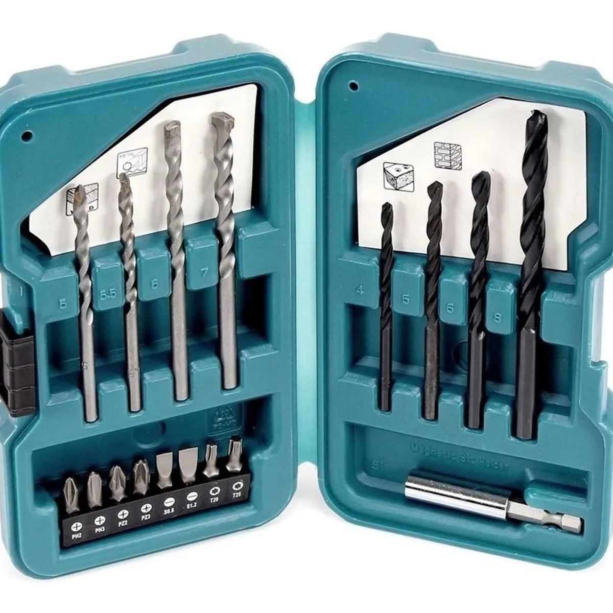 MAKITA - Set Puntas Brocas Madera Metal Concreto 17pcs Makita D-40216
