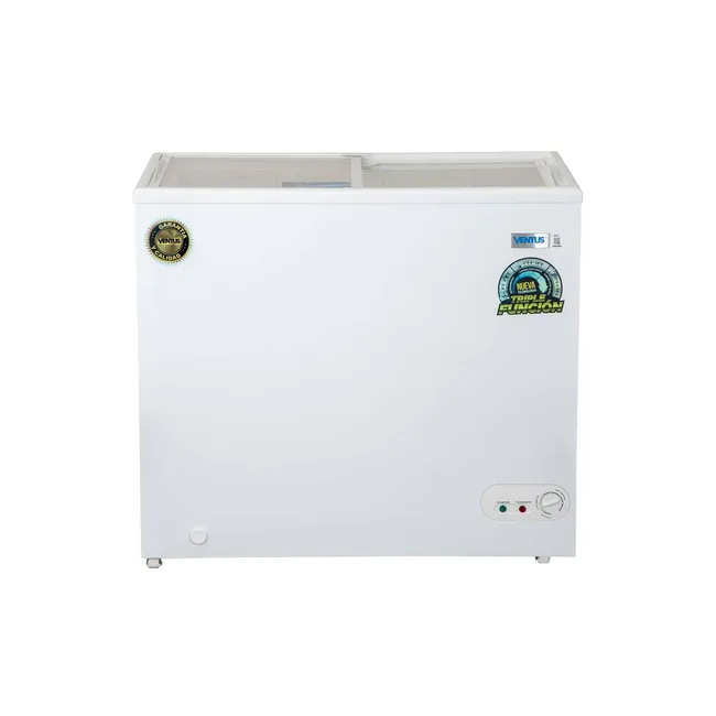 VENTUS - Conservadora tapas vidrio dual 210 lts Ventus