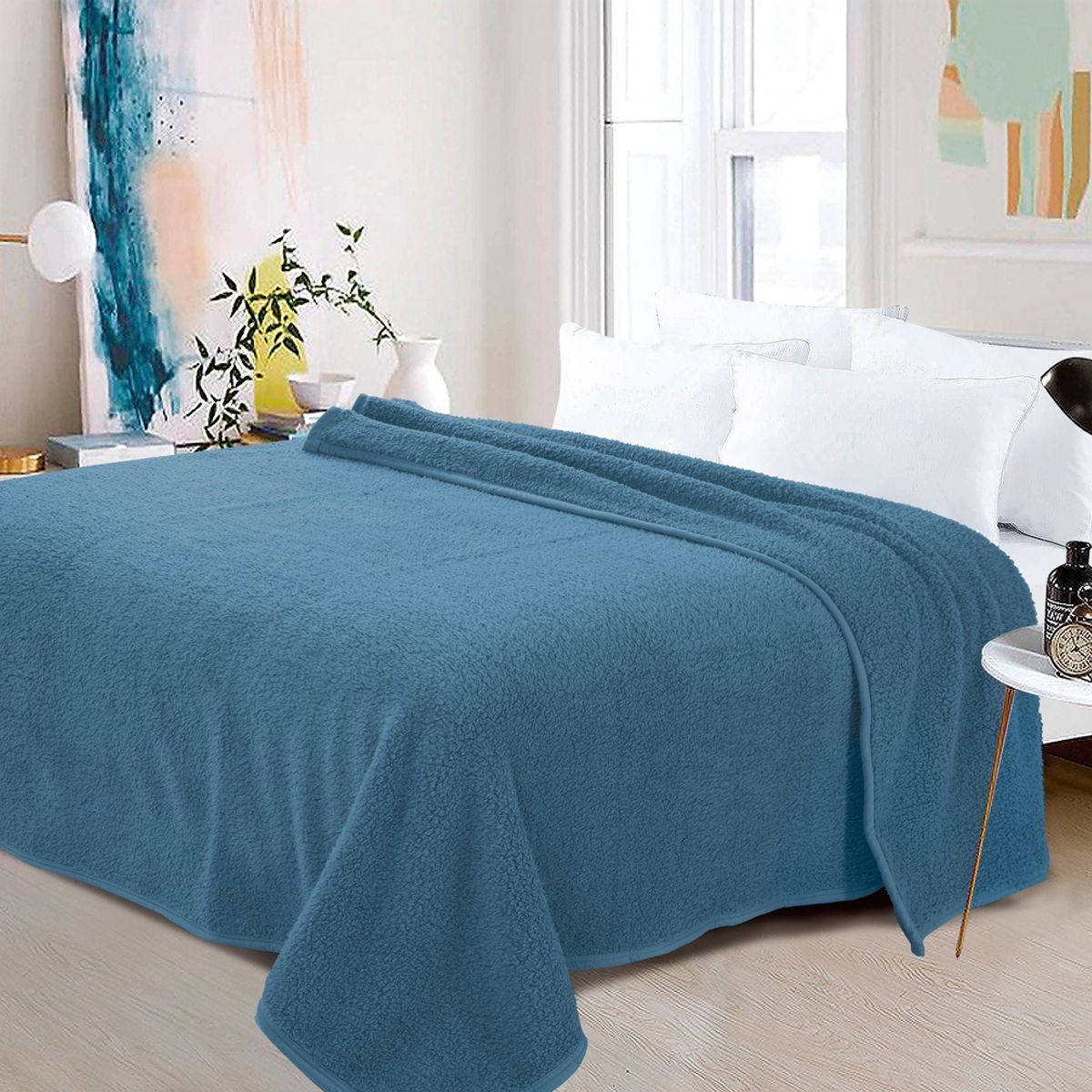 ZAHR - FRAZADA SHERPA SINGLE AZUL