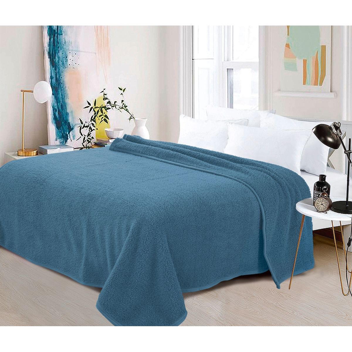 ZAHR - FRAZADA SHERPA SINGLE AZUL