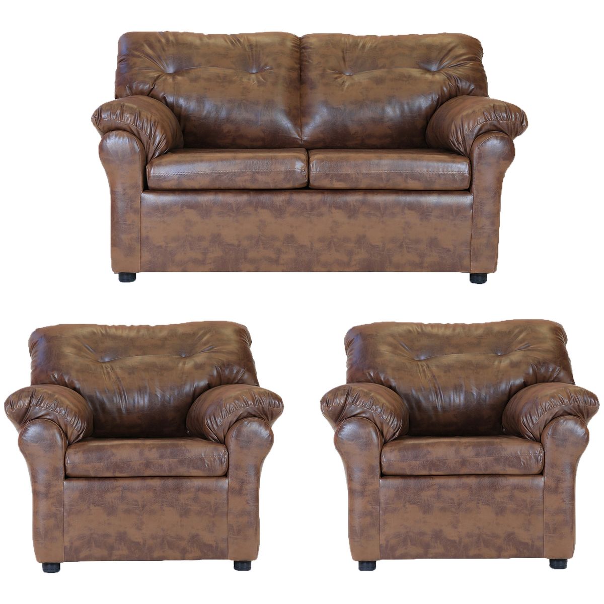 MUEBLES AMERICA - Living América 211 Cuero Sintético Caramelo