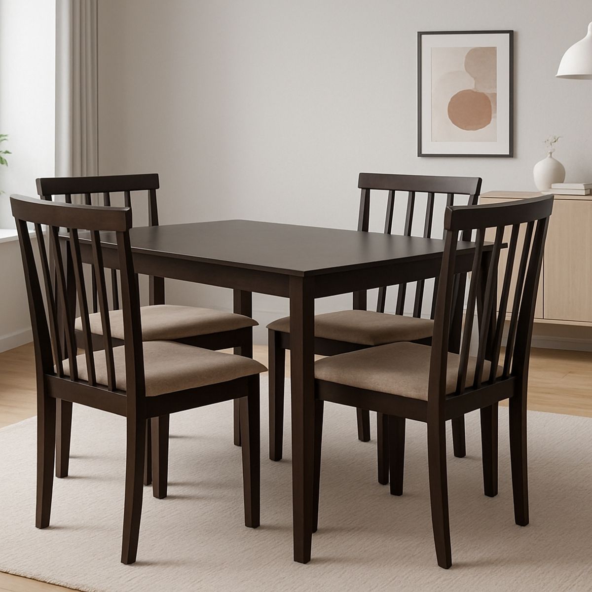 SWEET HOGAR - Comedor 4 sillas modelo Madrid/ color chocolate