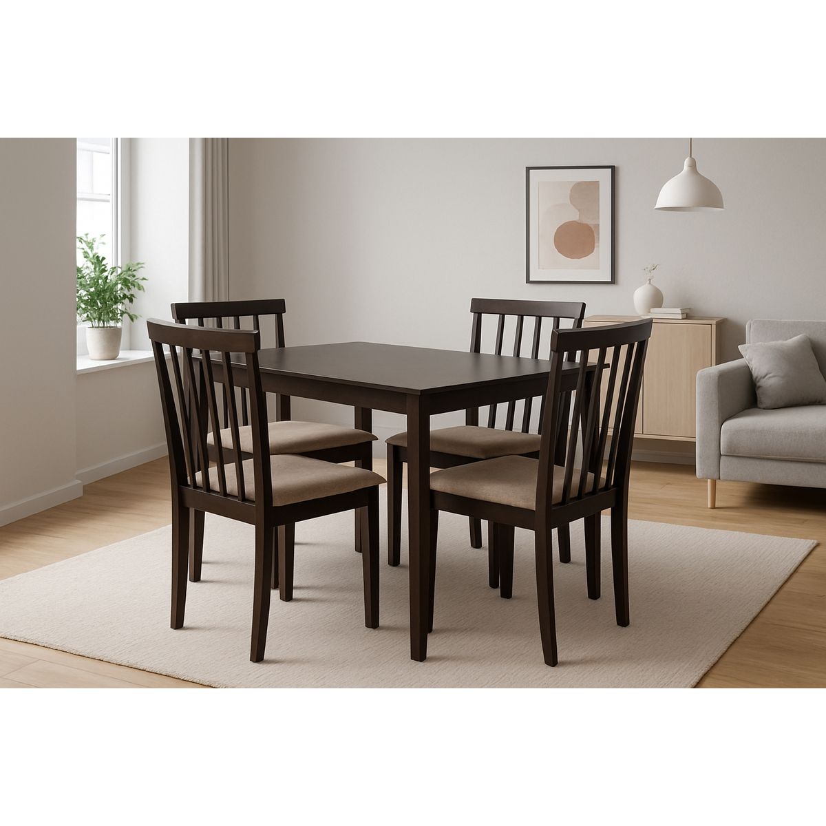 SWEET HOGAR - Comedor 4 sillas modelo Madrid/ color chocolate