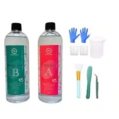 GENERICO - Resina Epoxica 1000 Ml 1:1 + Accesorios Modo Resina