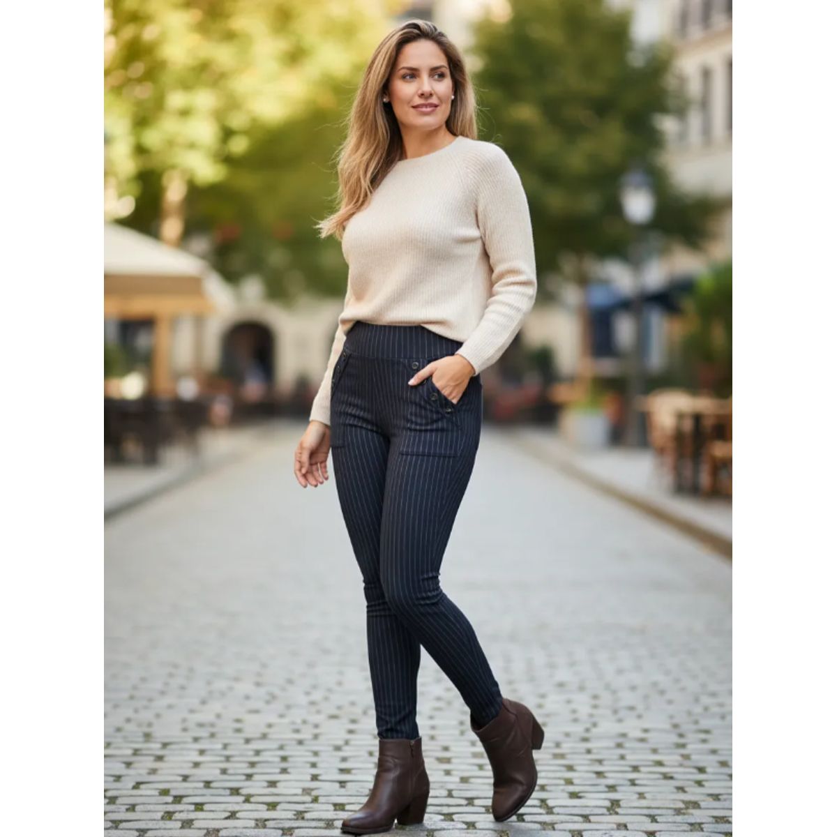 AGW - Pack 3 Calzas Mujer Tipo Jeans Forrada Polar