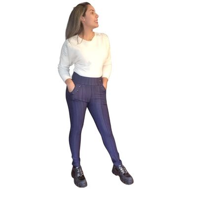 Imagen 1 del producto Pack 3 Calzas Mujer Tipo Jeans Forrada Polar