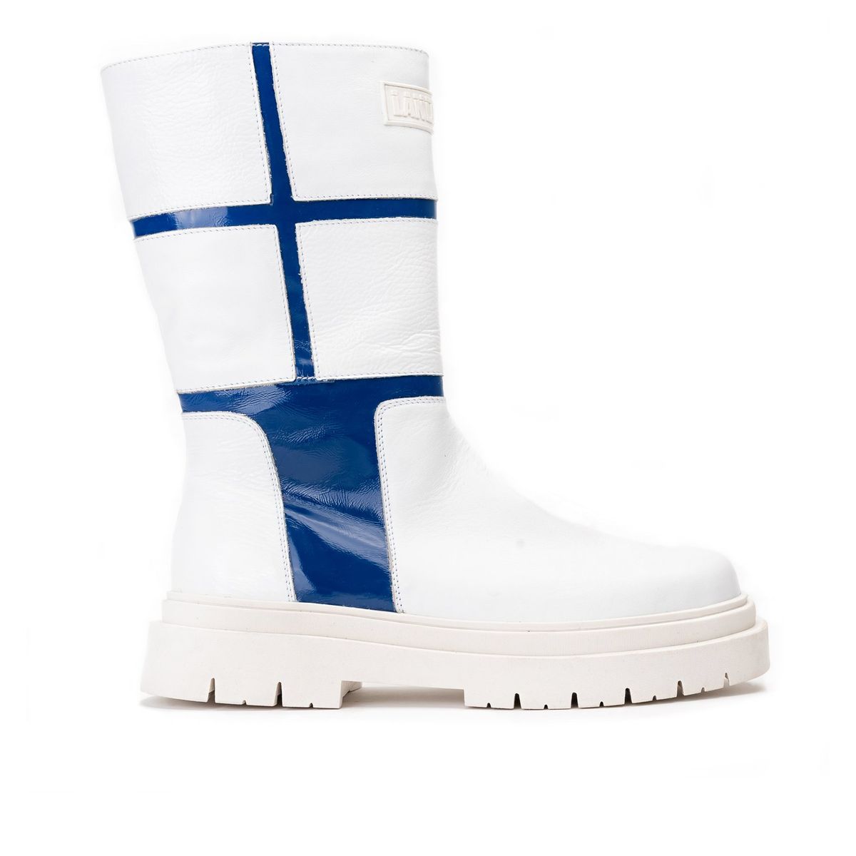 LANDAZURI - Bota Cuero Reah Blanco Azul Landazuri