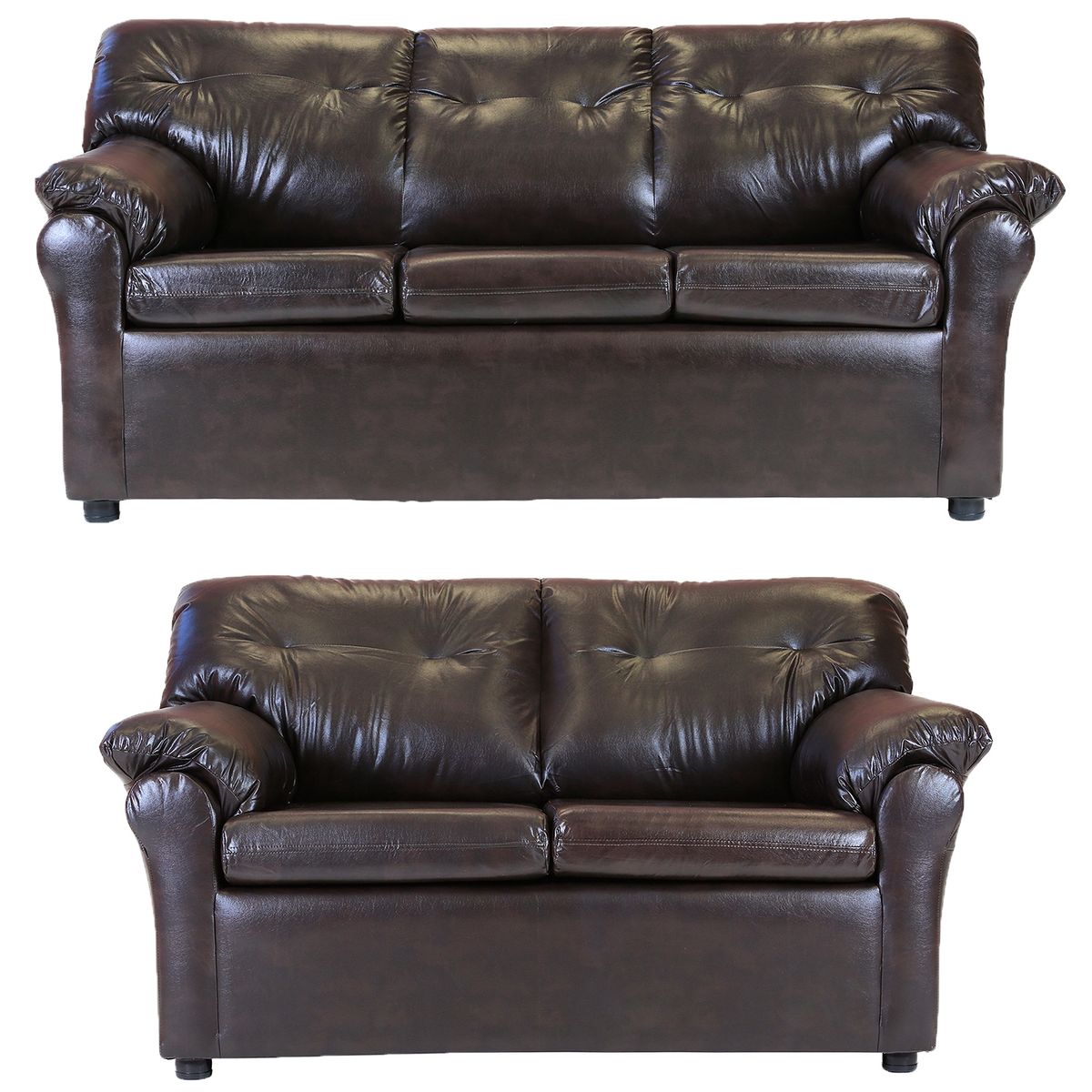 MUEBLES AMERICA - Living América 32 Cuero Sintético Café