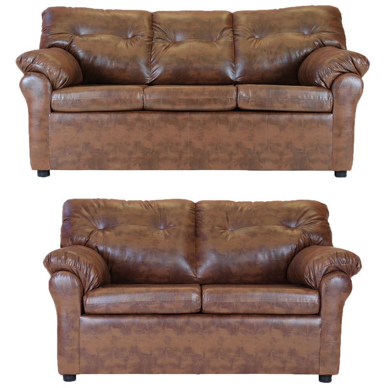 MUEBLES AMERICA - Living América 32 Cuero Sintético Caramelo