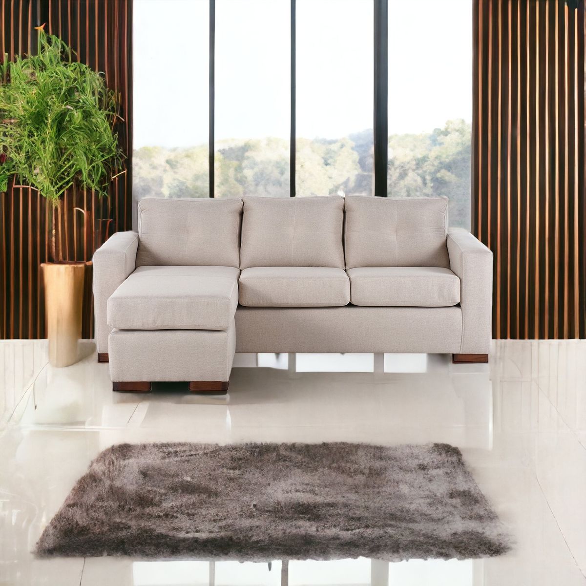MUEBLES AMERICA - Seccional Multiposiciones Magic Tela Lino Beige