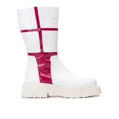 LANDAZURI - Bota Cuero Rea Blanco Fucsia