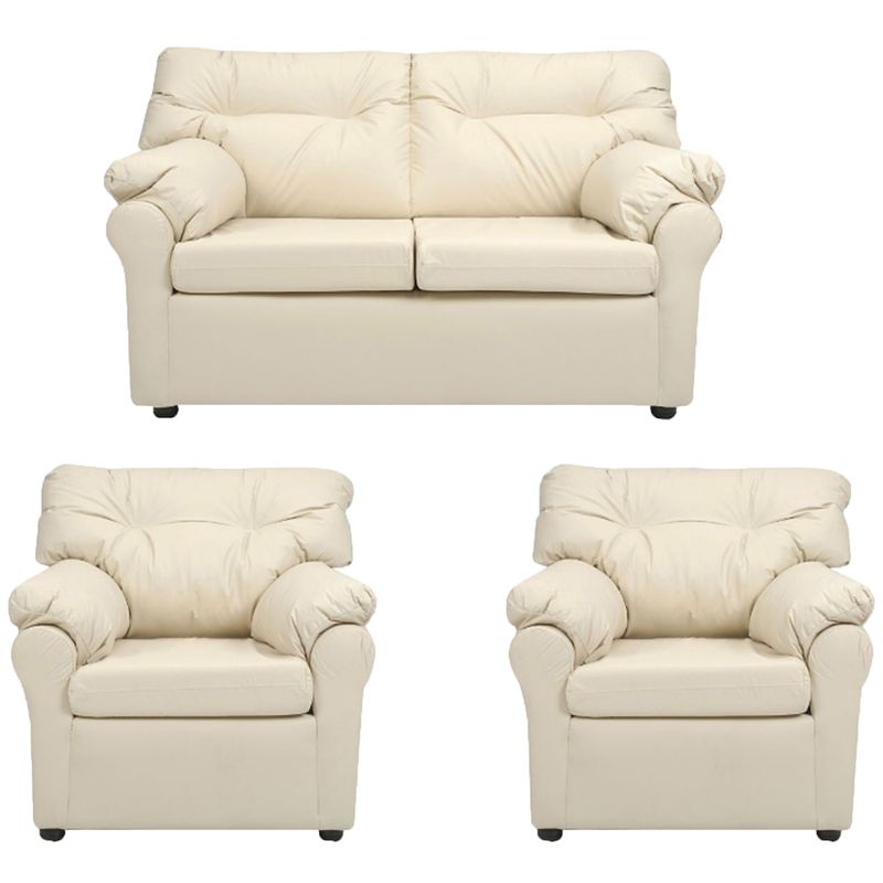MUEBLES AMERICA - Living América 211 Cuero Sintético Beige