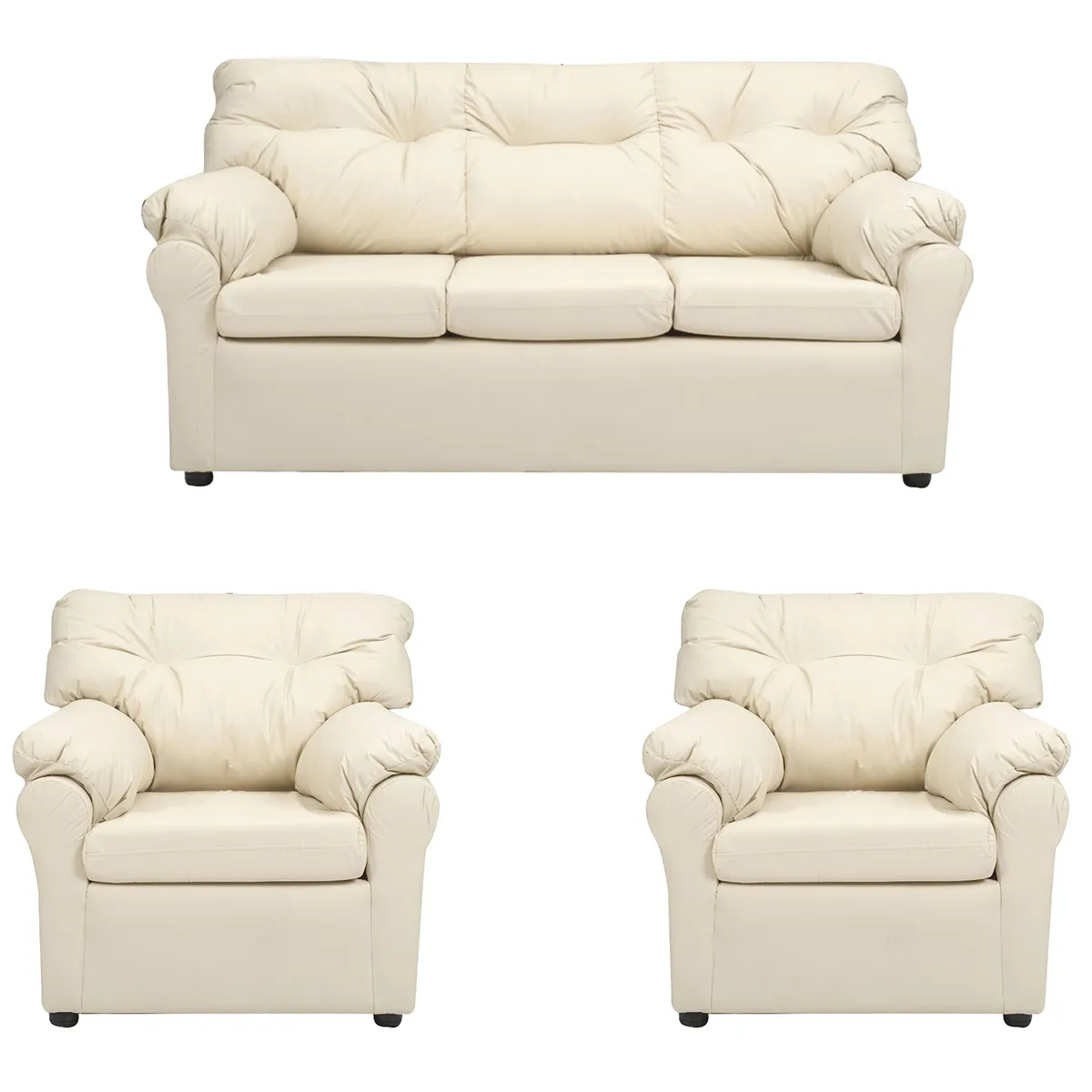MUEBLES AMERICA - Living América 311 Cuero Sintético Beige