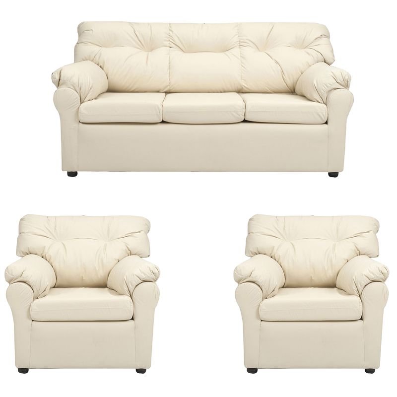 MUEBLES AMERICA - Living América 311 Cuero Sintético Beige