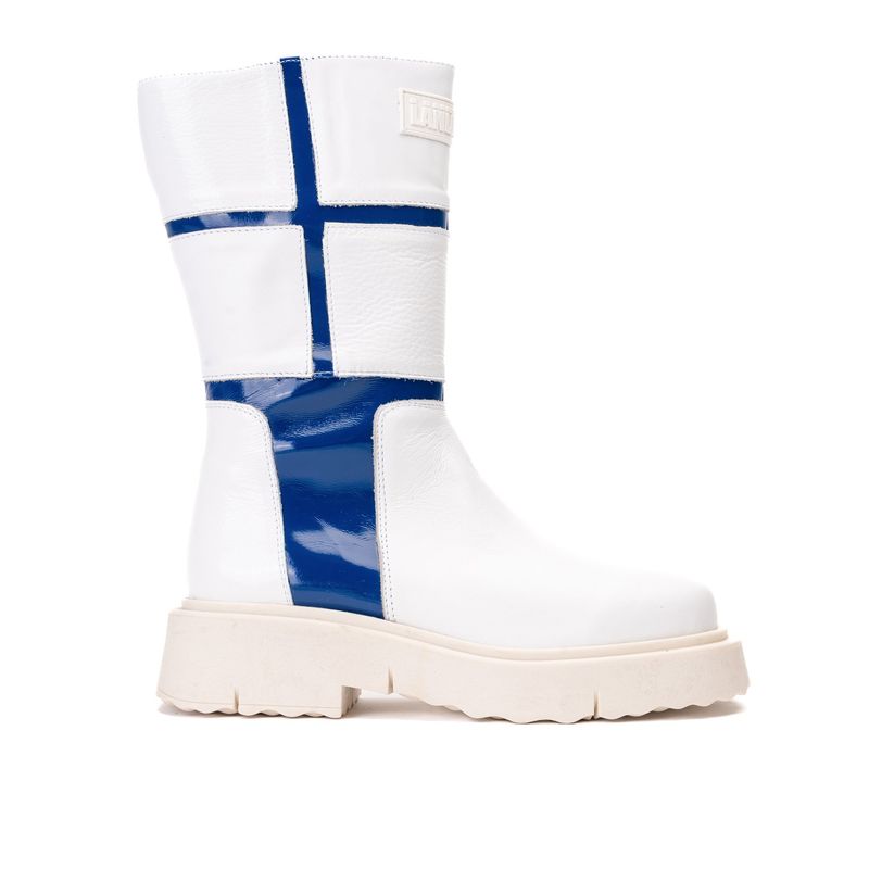 LANDAZURI - Bota Cuero Rea Blanco Azul Landazuri