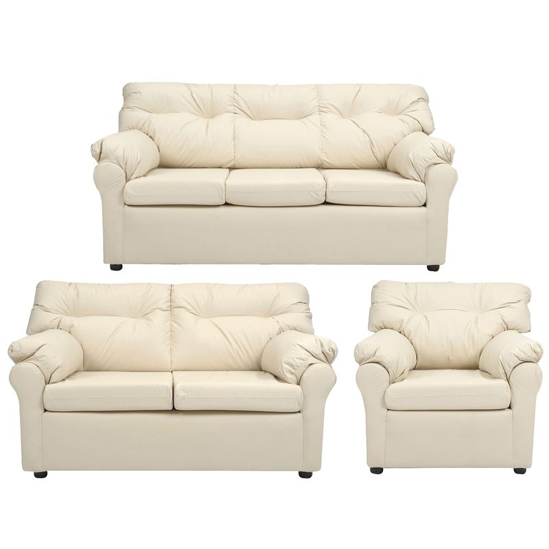 MUEBLES AMERICA - Living América 321 Cuero Sintético Beige