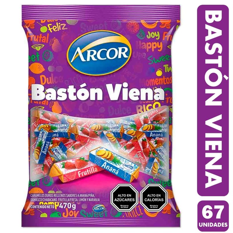 ARCOR - Bastón Viena Sabor Frutas De Arcor (Bolsa Con 66 Unidades)