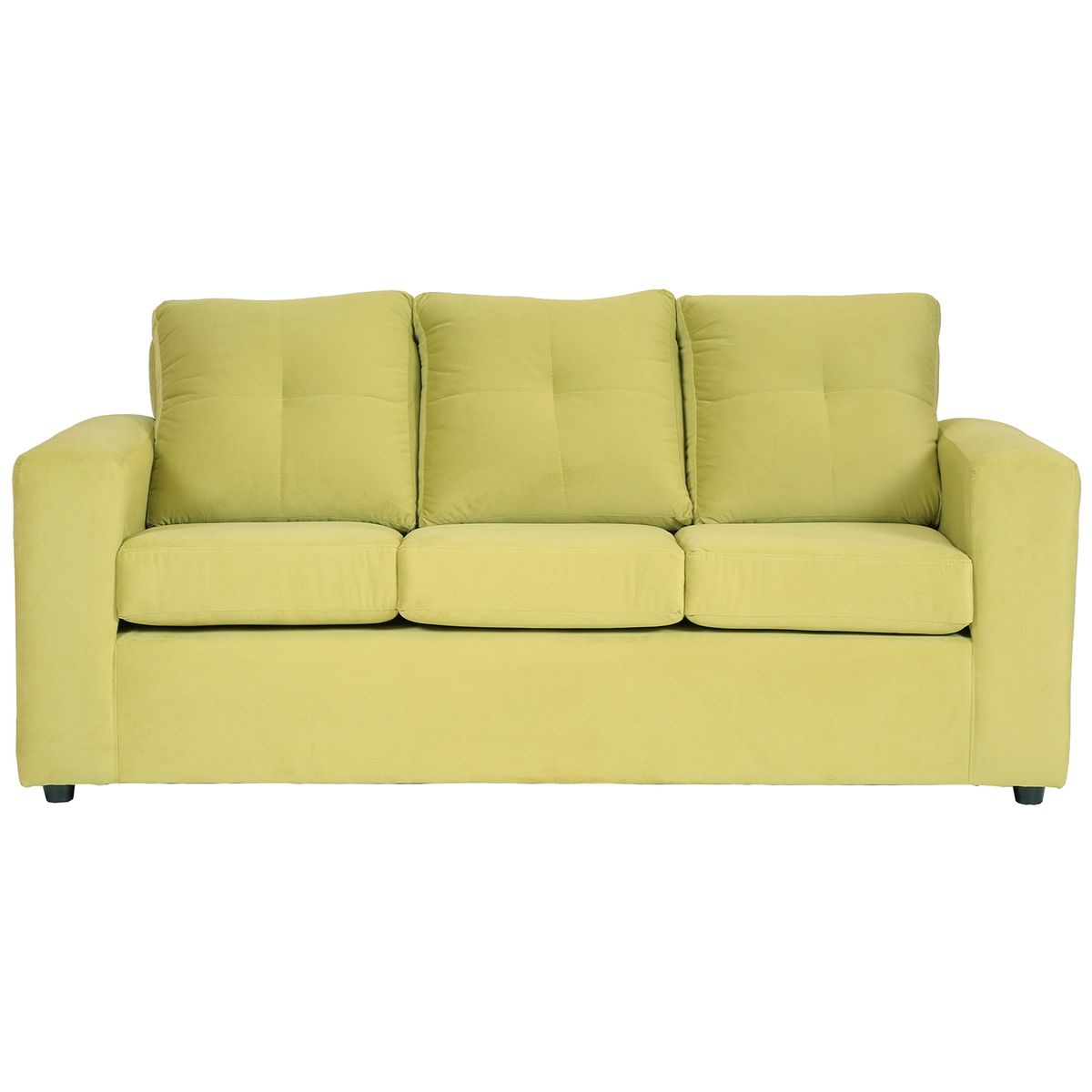 MUEBLES AMERICA - Living Emilia Sofá 3 Cuerpos 2 Pouf Tela Felpa Pistacho