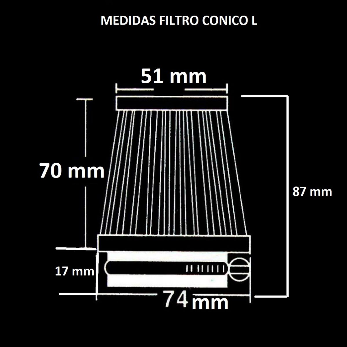 GENERICO - Filtro De Aire Conico C/ Adaptadores Moto 110 A 250 Cc