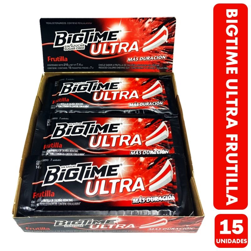BIGTIME - Bigtime Ultra Sabor Frutilla - Chicle (Caja Con 15 Uni)