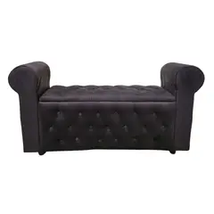 GENERICO - Banqueta Baúl Botone Con Brazos Chocolate Felpa Muebles Rimar