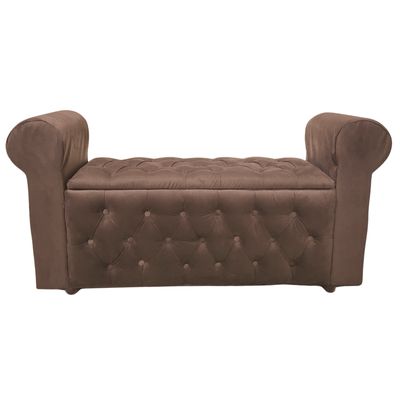 Imagen 2 del producto Banqueta Baúl Botone Con Brazos Chocolate Felpa Muebles Rimar