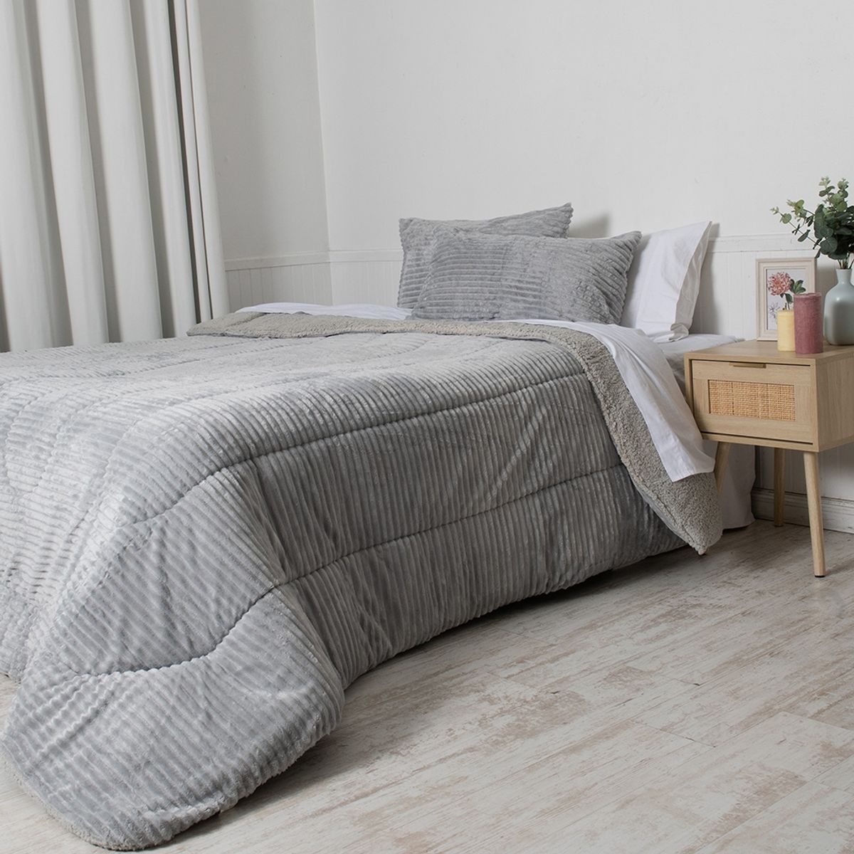 MASHINI - Plumon Corduroy Coral Sherpa King Gris