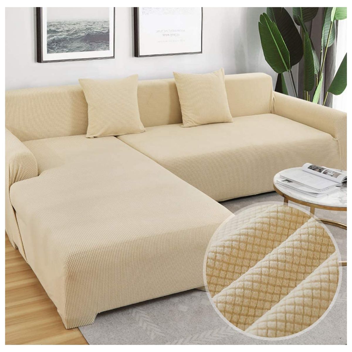 GENERICO - FUNDA CUADRILLE PROTECTORA PARASILLON SECCIONAL TIPO L COLOR BEIGE
