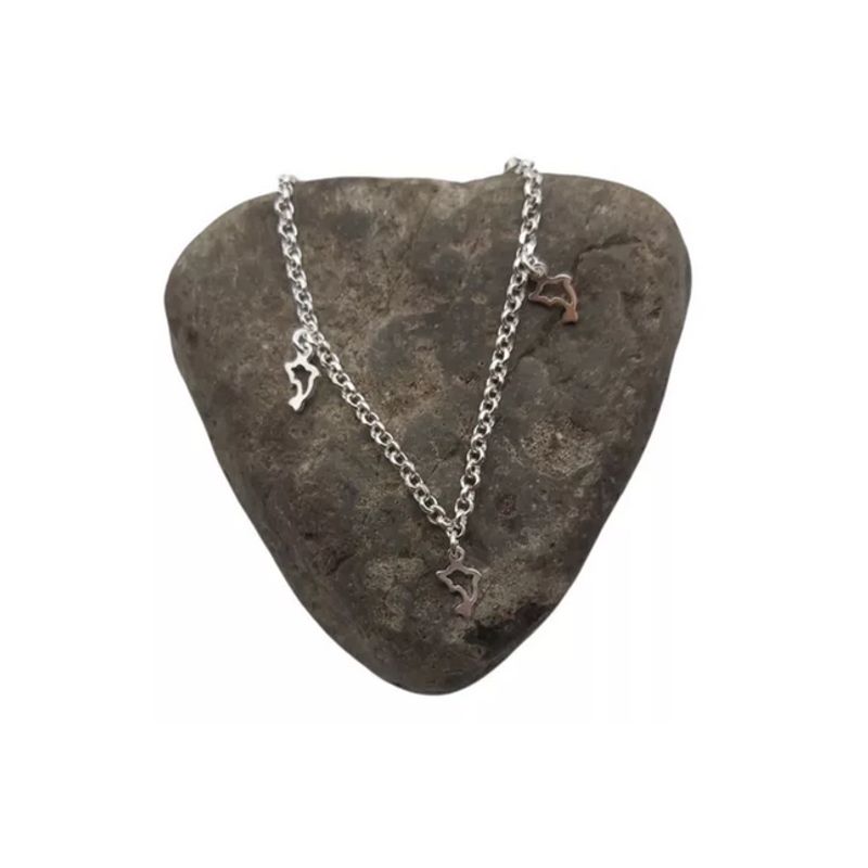 GENERICO - Pulsera Mujer 5 Delfines Plata Fina Italiana 925