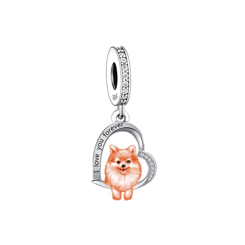 TRENDY CHARMS - Charm Perro Pomerania Te Amo, Plata 925