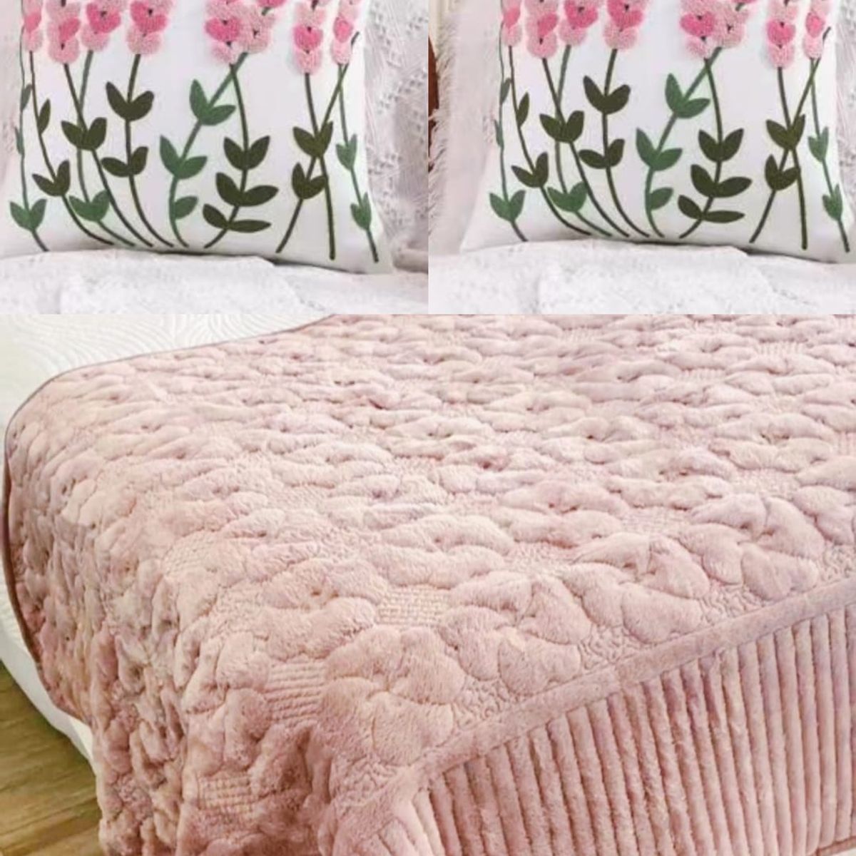 GENERICO - Set piecera  dos fundas de cojín- rosado para dormitorio