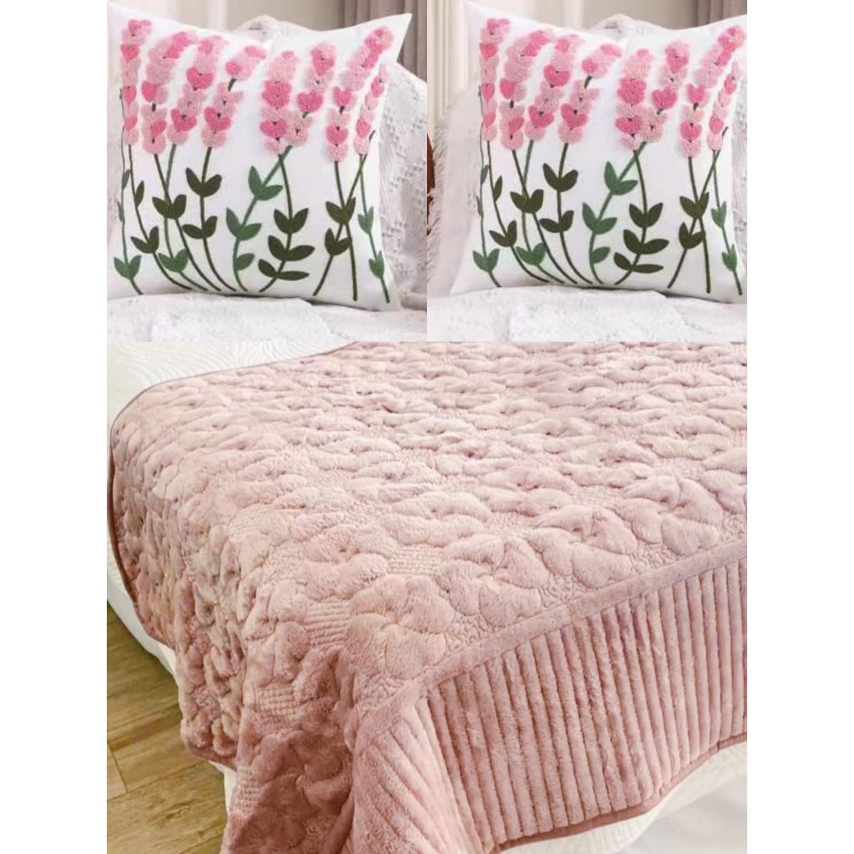 GENERICO - Set piecera  dos fundas de cojín- rosado para dormitorio