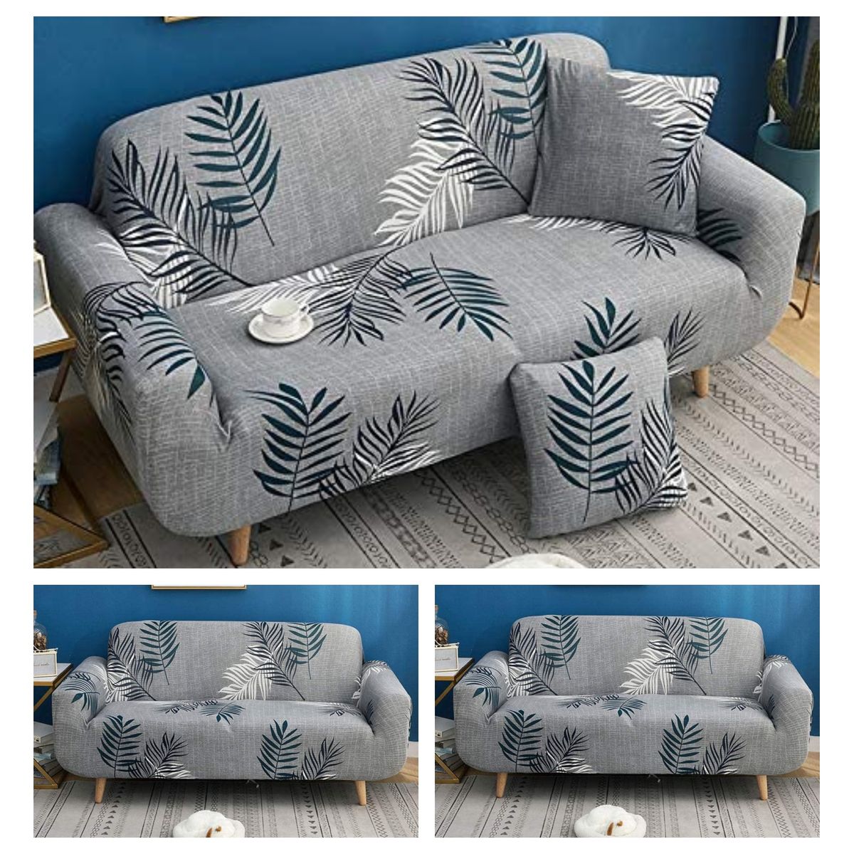 GENERICO - Juego De 3 Fundas Cubre Sillón, Tamaño 3+1+1 Diseño Palma