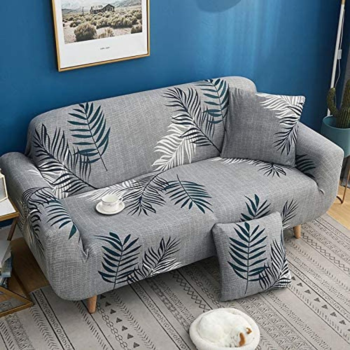 GENERICO - Juego De 3 Fundas Cubre Sillón, Tamaño 3+1+1 Diseño Palma