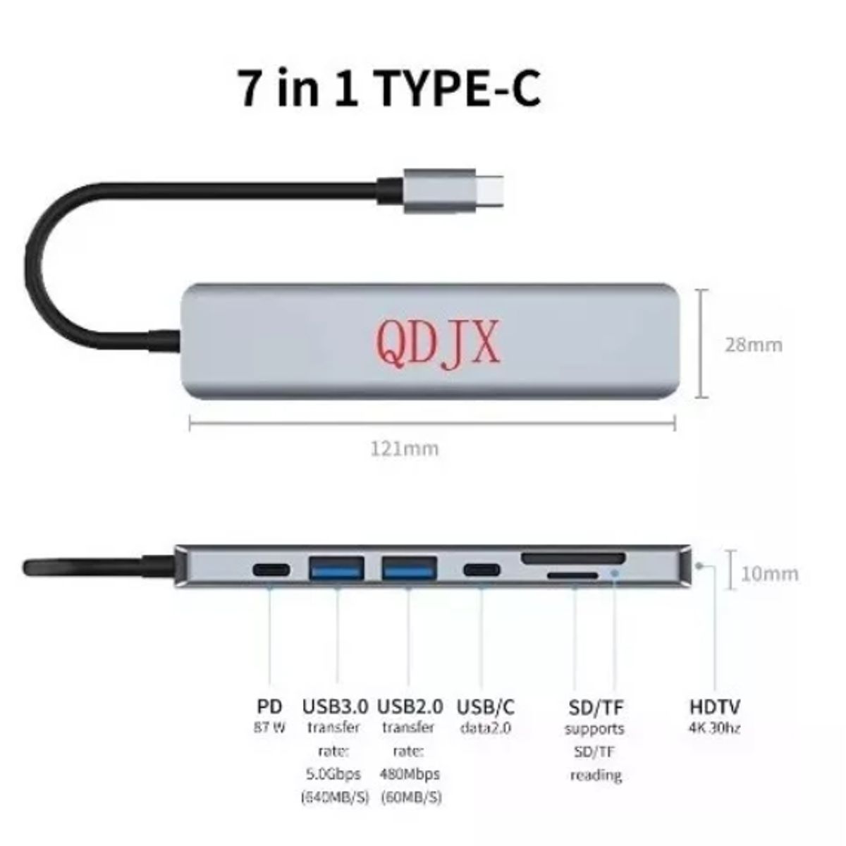 GENERICO - Hub Adaptador Usb Tipo C 7 En 1 Para Mac Macbook Windows