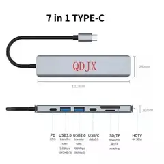 GENERICO - Hub Adaptador Usb Tipo C 7 En 1 Para Mac Macbook Windows