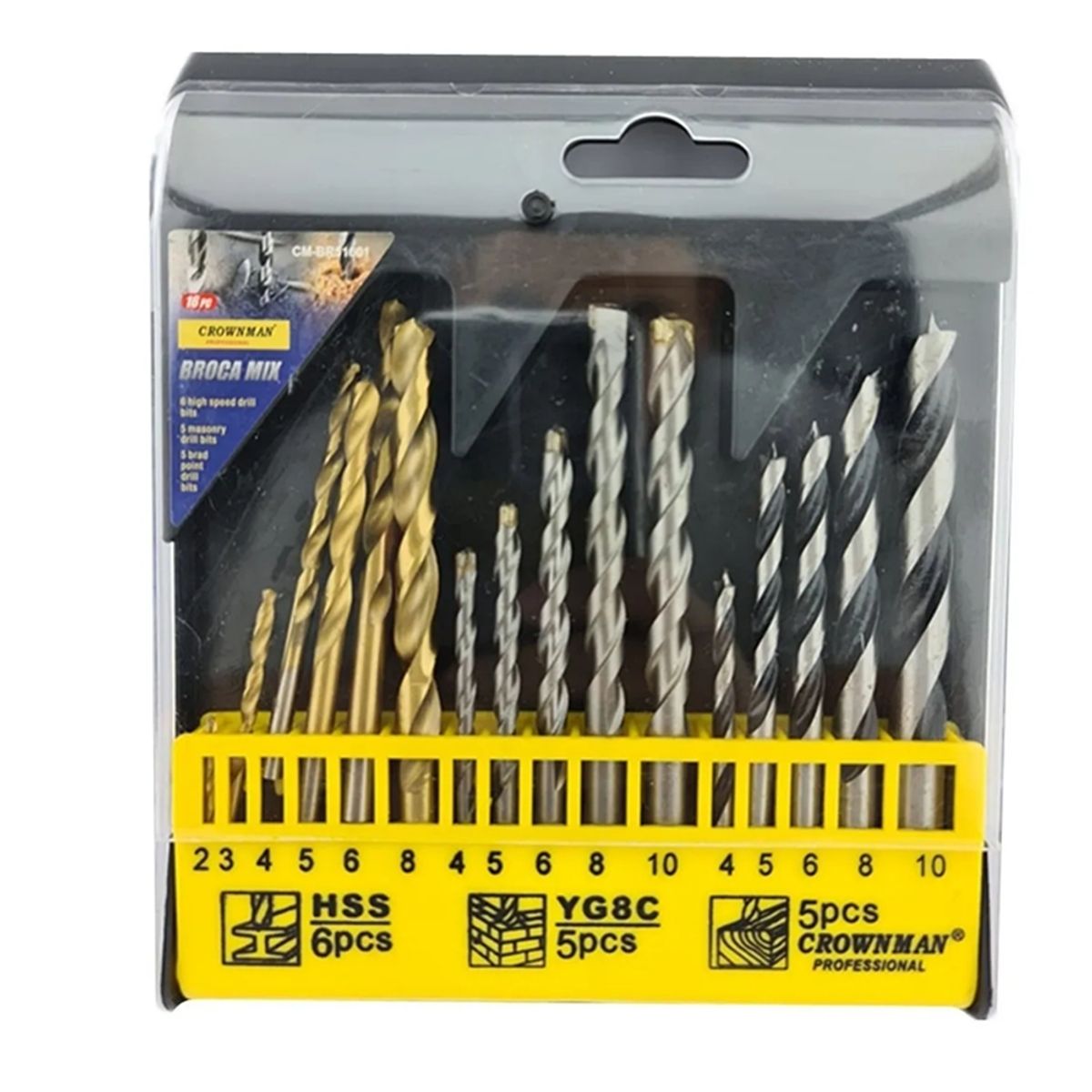 GENERICO - Juego De Brocas Para Madera Cemento Metal 16 Piezas Crownman