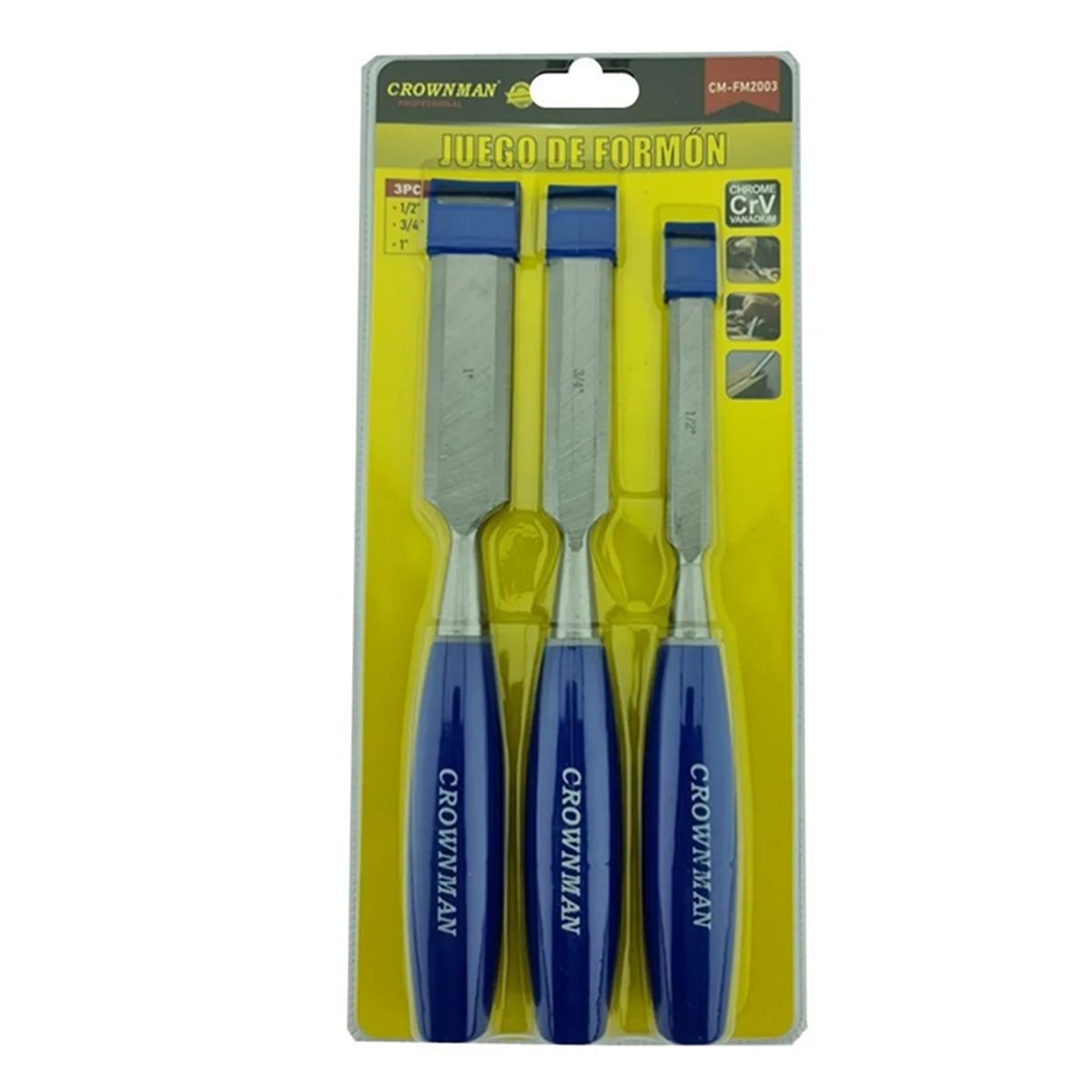 GENERICO - Kit Set Juego De Cinceles Formon Madera 3 Piezas Crownman