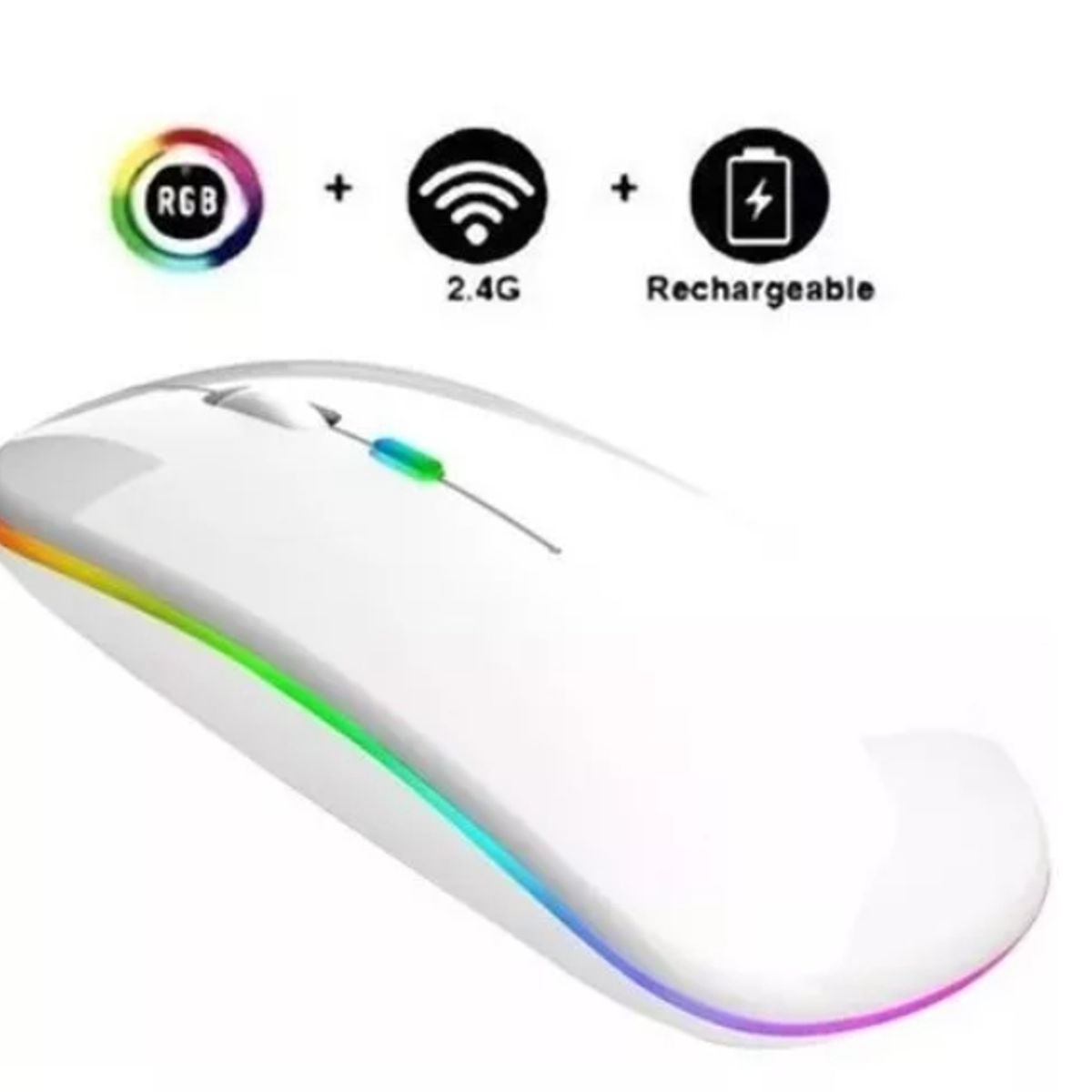 GENERICO - Mouse Óptico Inalámbrico Recargable Led Rgb 24ghz Rf-6800