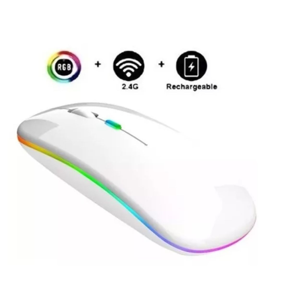 GENERICO - Mouse Óptico Inalámbrico Recargable Led Rgb 24ghz Rf-6800