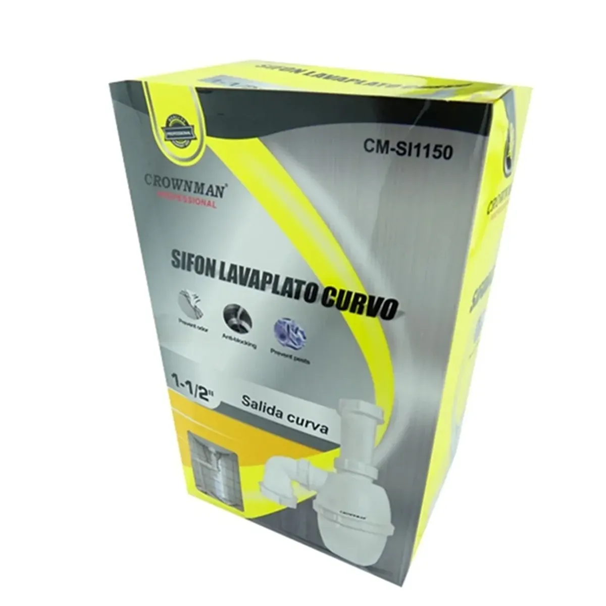 GENERICO - Sifon Lavaplatos Salida Curva 1-12 Pulgada Desague Cocina