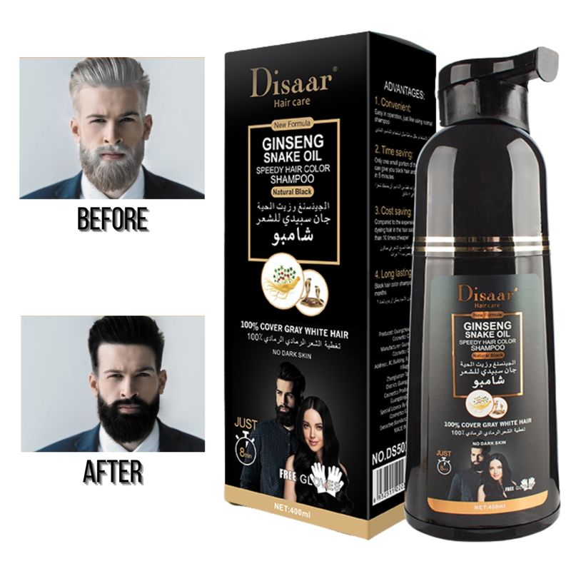 DISAAR - Shampoo Tinte Cubre Canas Para El Cabello Color Negro