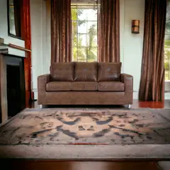 MUEBLES AMERICA - Sofá George 3 Cuerpos Cuero Sintético Caramelo