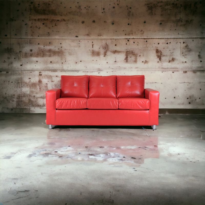 MUEBLES AMERICA - Sofá George 3 Cuerpos Cuero Sintético  Rojo