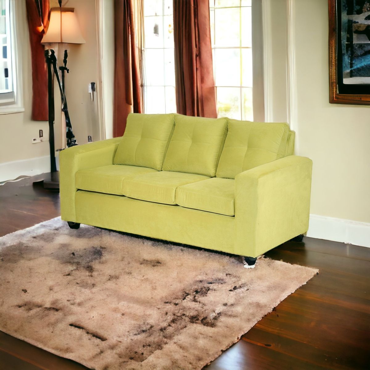 MUEBLES AMERICA - Sofá Emilia 3 Cuerpos Tela Pistacho