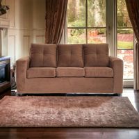 Sofá Emilia 3 Cuerpos Tela Chocolate