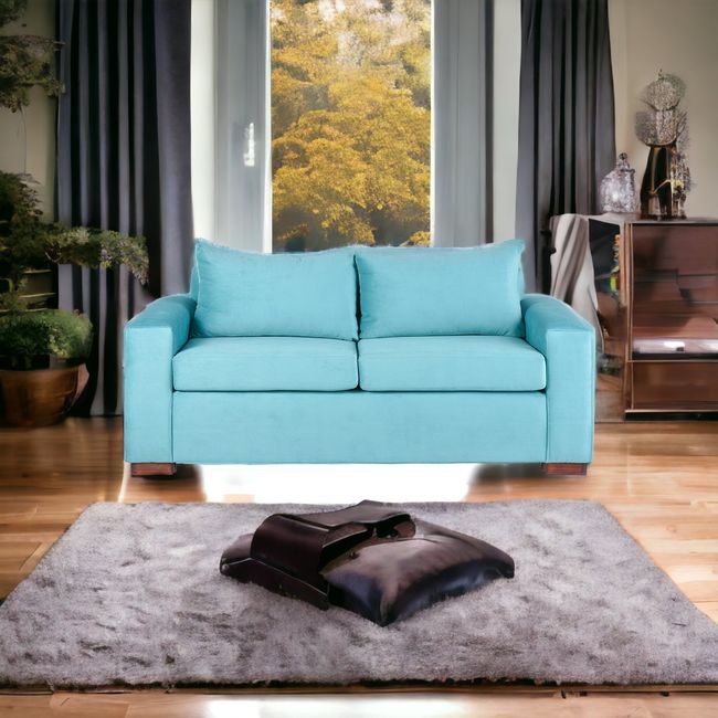 MUEBLES AMERICA - Sofá Neo 3 Cuerpos Tela Felpa Turquesa