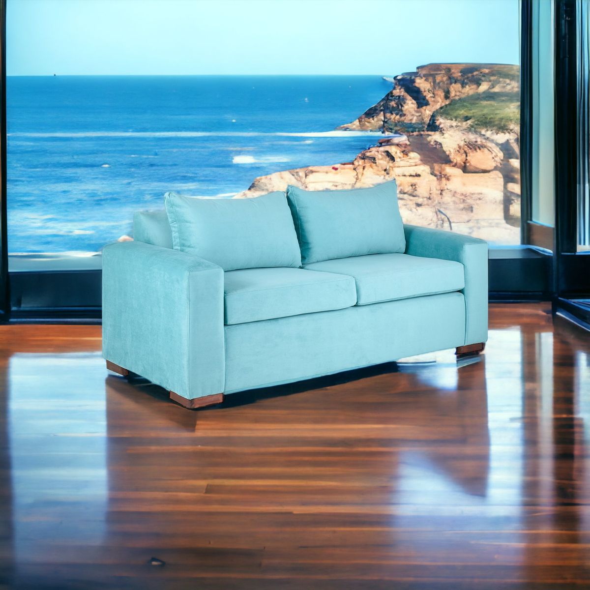 MUEBLES AMERICA - Sofá Neo 3 Cuerpos Tela Felpa Turquesa