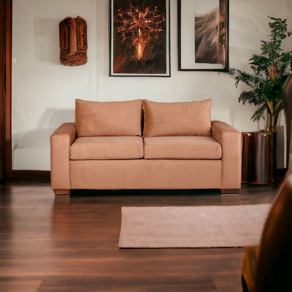 MUEBLES AMERICA - Sofá Neo 3 Cuerpos Tela Felpa Tostado