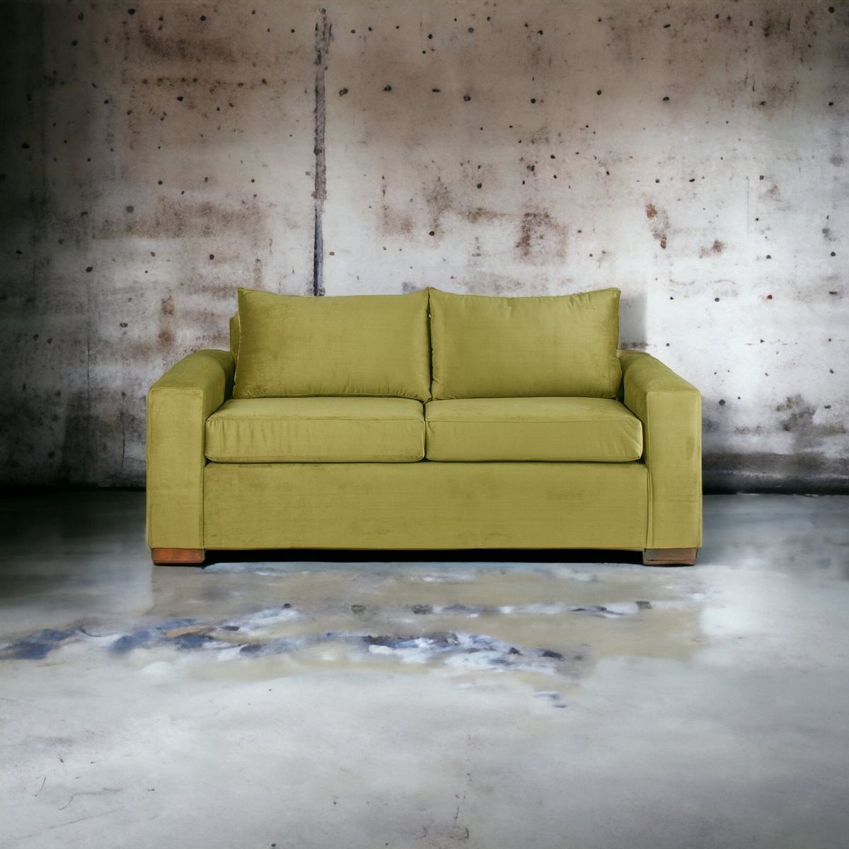 MUEBLES AMERICA - Sofá Neo 3 Cuerpos Tela Felpa Verde Musgo